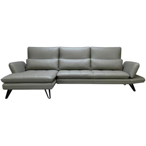 Celina Home Ecksofa, Taupe, Leder, Echtleder, Spaltleder, Dickleder, 3-Sitzer, Füllung: Hohlfaser, L-Form, 312x163-187 cm, Fsc, CE, Rücken echt,