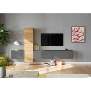 Celina Home Wohnwand, Eiche, Schiefer, Holzwerkstoff, 6,4 Fächer, 282x160x37 cm, Goldenes M, erweiterbar, Typenauswahl, individuell planbar, Beimöbel