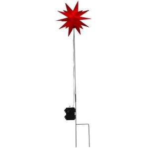 CEPEWA GmbH LED-Stern mit Stab, 1 LED, 25 cm, Outdoor, faltbar, rot 65107