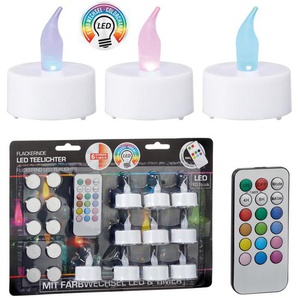 CEPEWA GmbH LED-Teelichte, 10 Stück, Ø 4 cm, mit Farbwechsel und Fernbedienung 72753