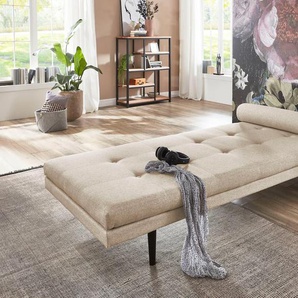 Chaiselongue ATLANTIC HOME COLLECTION Bergen Sofas Gr. B/H/T: 85 cm x 37 cm x 200 cm, Struktur (100% Polyester), beige (creme) Chaiselongues Tagesliege im Japanischen Stil, inklusive arretierbarer Nackenrolle