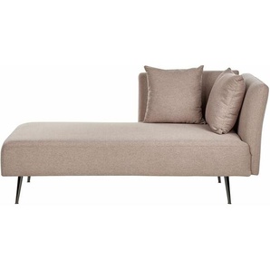 Chaiselongue Hellbraun Stoffbezug Rechtsseitig mit Kissen Armlehne Metallbeine Modern für Wohnzimmer Schlafzimmer Wintergarten Kleine Räume