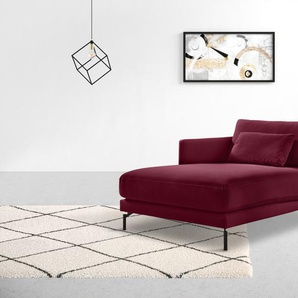Chaiselongue INOSIGN Tarek 157/110 cm, Sofa Sofas Gr. B/H/T: 110 cm x 85 cm x 157 cm, Samtoptik, Chaiselongue links, rot (weinrot) Chaiselongues