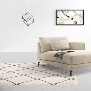 Chaiselongue INOSIGN Tarek 157/110 cm, Sofa Sofas Gr. B/H/T: 110 cm x 85 cm x 157 cm, Samtoptik, Chaiselongue rechts, beige (cream) Chaiselongues
