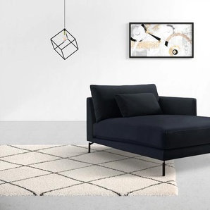 Chaiselongue INOSIGN Tarek 157/110 cm, Sofa Sofas Gr. B/H/T: 110 cm x 85 cm x 157 cm, Samtvelours, Chaiselongue rechts, blau (dunkelblau) Chaiselongues