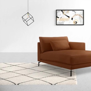 Chaiselongue INOSIGN Tarek 157/110 cm, Sofa Sofas Gr. B/H/T: 110 cm x 85 cm x 157 cm, Samtvelours, Chaiselongue rechts, braun (messing) Chaiselongues