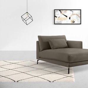 Chaiselongue INOSIGN Tarek 157/110 cm, Sofa Sofas Gr. B/H/T: 110 cm x 85 cm x 157 cm, Samtvelours, Chaiselongue rechts, grau (taupe) Chaiselongues