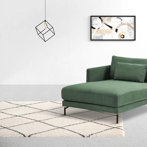 Chaiselongue INOSIGN Tarek 157/110 cm, Sofa Sofas Gr. B/H/T: 110 cm x 85 cm x 157 cm, Struktur grob, Chaiselongue links, grün (dunkelgrün) Chaiselongues mit losen Rückenkissen