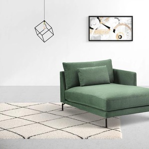 Chaiselongue INOSIGN Tarek 157/110 cm, Sofa Sofas Gr. B/H/T: 110 cm x 85 cm x 157 cm, Struktur grob, Chaiselongue rechts, grün (dunkelgrün) Chaiselongues mit losen Rückenkissen
