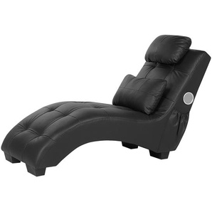 Chaiselongue Schwarz Kunstleder Bluetooth Lautsprecher Modernes Design Glamouröser Stil Wohnzimmer Salon