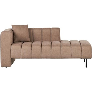 Chaiselongue Linksseitig Braun Samtstoff Gesteppt mit Lehne 1 Kissen Schwarze Metallbeine Modern Wohnzimmer Schlafzimmer Büro Ausstattung