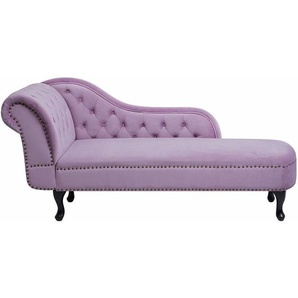 Chaiselongue Linksseitig Violett Samtstoff Holzfüße Glamourös