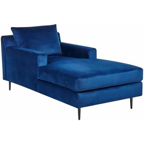 Chaiselongue Marineblau Samtstoff mit Armlehnen und Kissen Modernes Design Minimalistischer Stil Relaxliege für Wohnzimmer Schlafzimmer