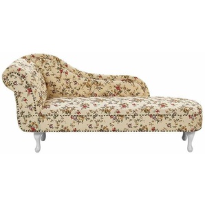 Chaiselongue Nimes Stoff Blumenmuster Linksseitig Holz Chesterfield Style