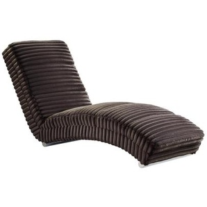 Chaiselongue Plüsch-Cord, Schwarz, mit Quersteppung - Liege, Sofaliege, Relaxliege