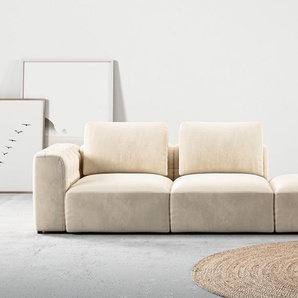 Chaiselongue RAUM.ID Cushid Sofas Gr. B/H/T: 273 cm x 62 cm x 109 cm, Cord, beige (natur) Chaiselongues Modul-Sofa, bestehend aus 2-Sitzer und Hocker