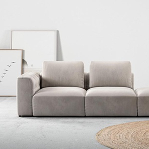 Chaiselongue RAUM.ID Cushid Sofas Gr. B/H/T: 273 cm x 62 cm x 109 cm, Cord, grau (taupe) Chaiselongues Modul-Sofa, bestehend aus 2-Sitzer und Hocker