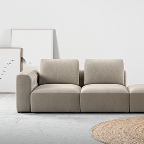 Chaiselongue RAUM.ID Cushid Sofas Gr. B/H/T: 273 cm x 62 cm x 109 cm, Feincord, beige (sand) Chaiselongues Modul-Sofa, bestehend aus 2-Sitzer und Hocker