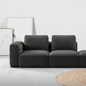 Chaiselongue RAUM.ID Cushid Sofas Gr. B/H/T: 273 cm x 62 cm x 109 cm, Feincord, grau (anthrazit) Chaiselongues Modul-Sofa, bestehend aus 2-Sitzer und Hocker