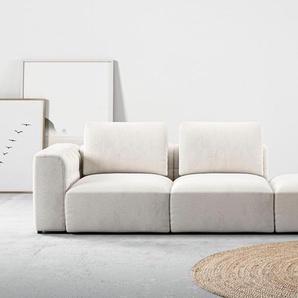 Chaiselongue RAUM.ID Cushid Sofas Gr. B/H/T: 273 cm x 62 cm x 109 cm, Feincord, weiß Chaiselongues Modul-Sofa, bestehend aus 2-Sitzer und Hocker
