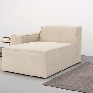 Chaiselongue RAUM.ID Norvid Sofas Gr. B/H/T: 120 cm x 75 cm x 153 cm, Struktur weich, mit Komfortschaum-Armlehne links, beige (natural) Chaiselongues modular, wahlweise mit Kaltschaum, Komfortschaum oder Taschenfederkern