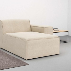 Chaiselongue RAUM.ID Norvid Sofas Gr. B/H/T: 120 cm x 75 cm x 153 cm, Struktur weich, mit Kaltschaum-Armlehne rechts, beige (natural) Chaiselongues modular, wahlweise mit Kaltschaum, Komfortschaum oder Taschenfederkern