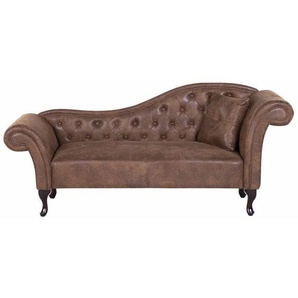 Chaiselongue Rechtsseitig Braun Kunstleder Holzfüße Glamourös Mit Zierkissen