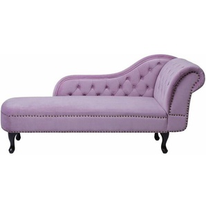 Chaiselongue Rechtsseitig Violett Samtstoff Holzfüße Glamourös