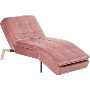 Chaiselongue Rosa Samtstoff mit verstellbarem Kopfteil und Schlaffunktion Retro Design Glamouröser Stil