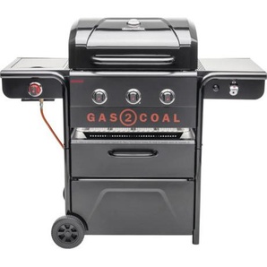 Char-Broil Gas2Coal 2.0 330 Special Edition 3+1-Brenner Hybridgrill, Patentierte Holzkohleschale, 900 °C Sear-Brenner & extra Grillplatte, Schwarz