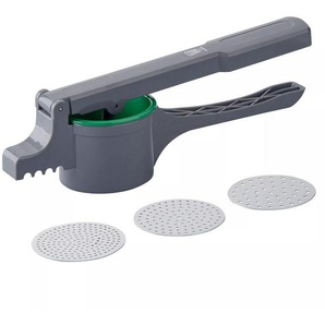 Chefkoch+Fackelmann Kartoffelpresse, Grün, Dunkelgrau, Metall, Kunststoff, 35 cm, lebensmittelecht, Kochen, Küchenhelfer, Kartoffelstampfer