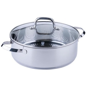Chefkoch+Fackelmann Servierpfanne Rosenheim, Edelstahl, Metall, rund, backofengeeignet, Kochen, Pfannen, Servierpfannen