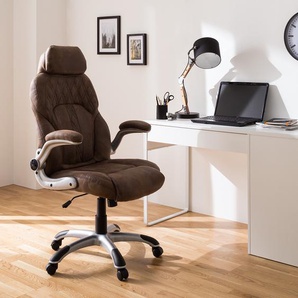 Designer-Bürostuhl VARRELL Chefsessel Leder-Holz-Kombination