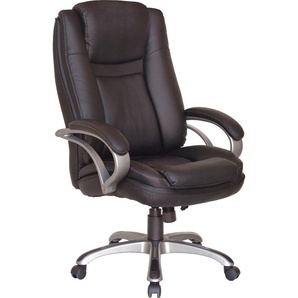 Chefsessel BYLIVING Bruno-XXL Stühle Gr. Kunstleder, Kunststoff, silberfarben (schwarz, silber, schwarz, silber) Chefsessel Belastbarkeit bis 150 kg, Bürostuhl mit Wippmechanik
