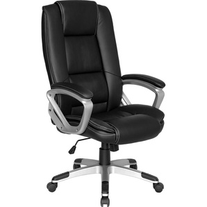 Chefsessel BYLIVING Derek-XXL Stühle Gr. Kunstleder, Kunststoff, silberfarben (schwarz, silber, schwarz, silber) Chefsessel Belastbarkeit bis 150 kg, bequemer Bürostuhl mit Wippmechanik