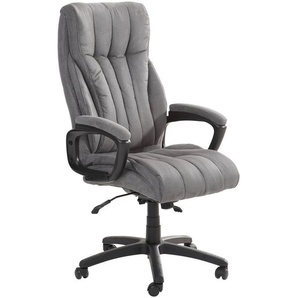 Chefsessel, Grau, Schwarz, Kunststoff, Textil, Uni, Drehkreuz, 68x113-121x68 cm, Wippmechanik mit Härtegradeinstellung, Sitzfläche 360° drehbar,