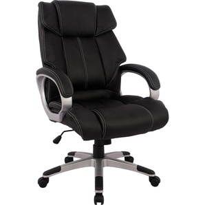 Chefsessel INOSIGN Stühle Gr. B/H/T: 65 cm x 108,5 cm x 75 cm, Kunstleder, schwarz (schwarz, silber matt) Chefsessel Stühle bequem gepolstert