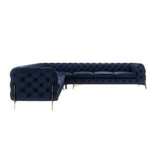 Chesterfield Ecksofa Natalie ¦ blau ¦ Maße (cm): B: 323 H: 75
