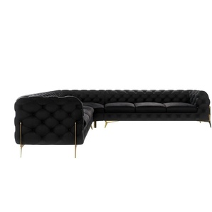 S-STYLE Chesterfield Ecksofa  Natalie ¦ schwarz ¦ Maße (cm): B: 323 H: 75