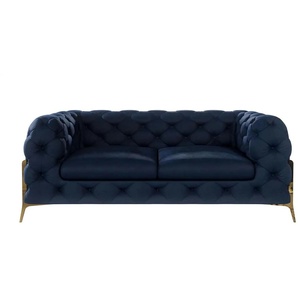 S-STYLE Chesterfield Einzelsofa Natalie ¦ blau ¦ Maße (cm): B: 185 H: 75
