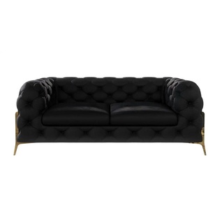 S-STYLE Chesterfield Einzelsofa  Natalie ¦ schwarz ¦ Maße (cm): B: 185 H: 75