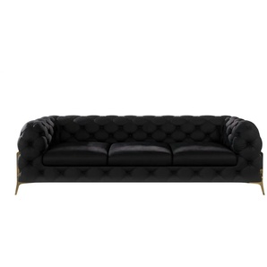 S-STYLE Chesterfield Einzelsofa  Natalie ¦ schwarz ¦ Maße (cm): B: 243 H: 75