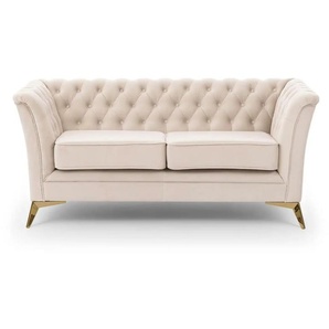 S-STYLE Chesterfield Einzelsofa  Wilhelm ¦ beige ¦ Maße (cm): B: 175 H: 78