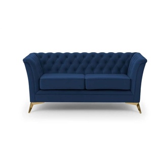 S-STYLE Chesterfield Einzelsofa Wilhelm ¦ blau ¦ Maße (cm): B: 175 H: 78