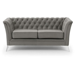 S-STYLE Chesterfield Einzelsofa  Wilhelm ¦ grau ¦ Maße (cm): B: 175 H: 78