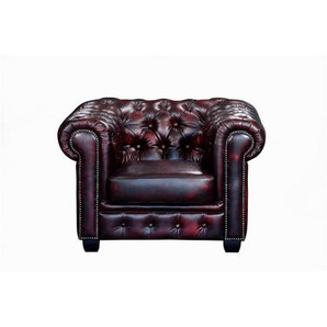 Chesterfield Ledersessel - Büffelleder - Rotbraun - BRENTON