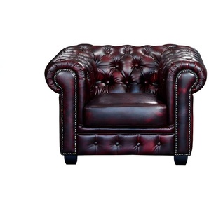 Chesterfield Ledersessel - Büffelleder - Rotbraun - BRENTON