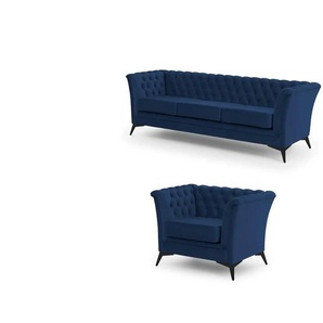 Chesterfield Polstergarnitur 3+1  Wilhelm ¦ blau ¦ Maße (cm): B: 237 H: 78