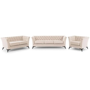 Chesterfield Polstergarnitur 3+2+1  Wilhelm ¦ beige ¦ Maße (cm): B: 237 H: 78