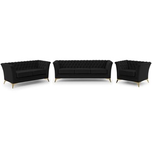 Chesterfield Polstergarnitur 3+2+1 Wilhelm ¦ schwarz ¦ Maße (cm): B: 237 H: 78